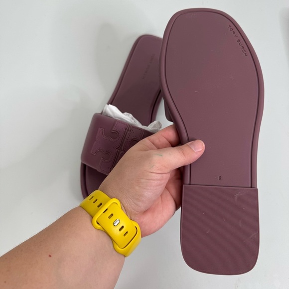 Tory‎ Burch Double T Burch Sport Slide Sandals in Cipria Size 8 - Picture 2 of 4